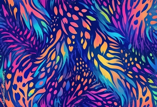 Animal Pattern Safari Jungle Wild Print Background Colorful Graphic Design