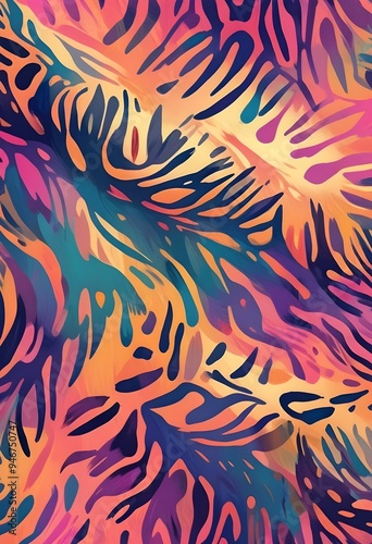 Animal Pattern Safari Jungle Wild Print Background Colorful Graphic Design