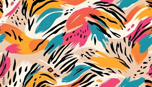 Animal Pattern Safari Jungle Wild Print Background Colorful Graphic Design