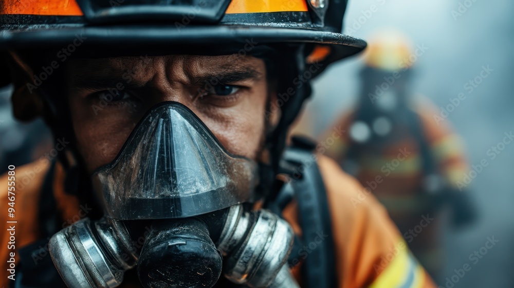 Brave firefighters in full gear engage in their duty amid dense smoke and visible flames, highlighting their courage and dedication in dangerous situations. Brave firefighters in full gear engage in their duty amid dense smoke and visible flames, highlighting their courage and dedication in dangerous situations.