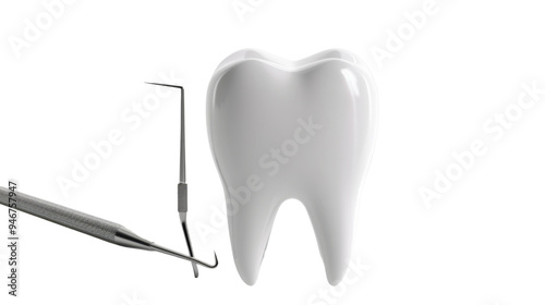 A tooth with a tool isolated on white background