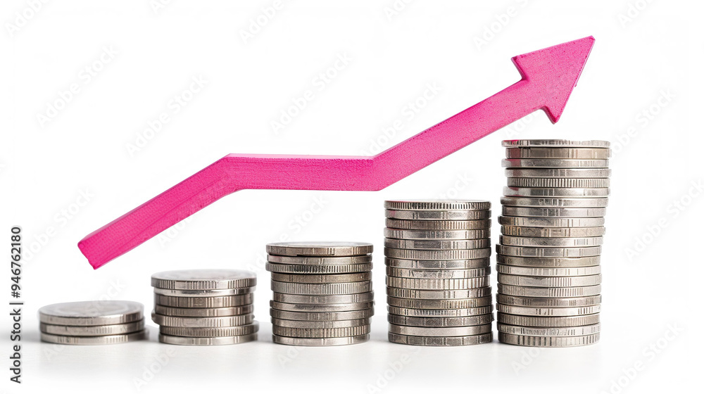 Increasing Coin Stacks Representing Financial Growth. investment and business. economy bar chart