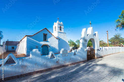 San Pedro de Atacama, Chile - March-24-2024: facade of the Church of San Pedro de Atacama photo