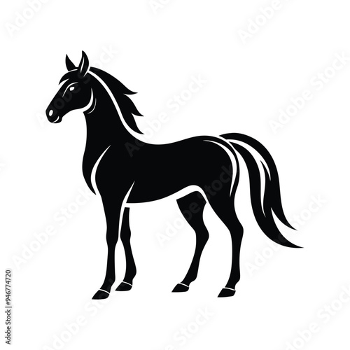 Elegant Horse Silhouette Vector Illustration