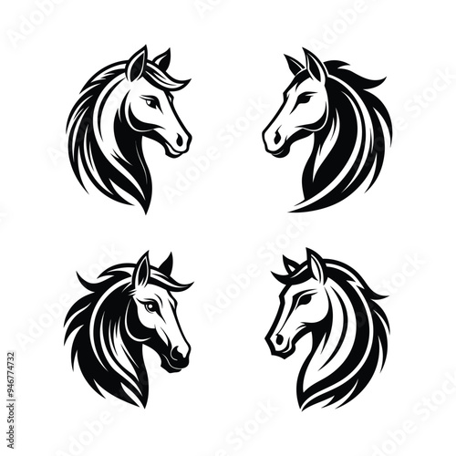 Regal Horse Head Silhouette Vector Illustration