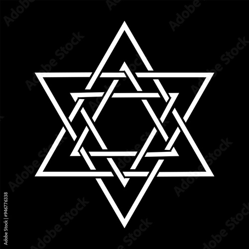 seal of solomon star of david for icon symbol logo design isolated on black background. vector illustration