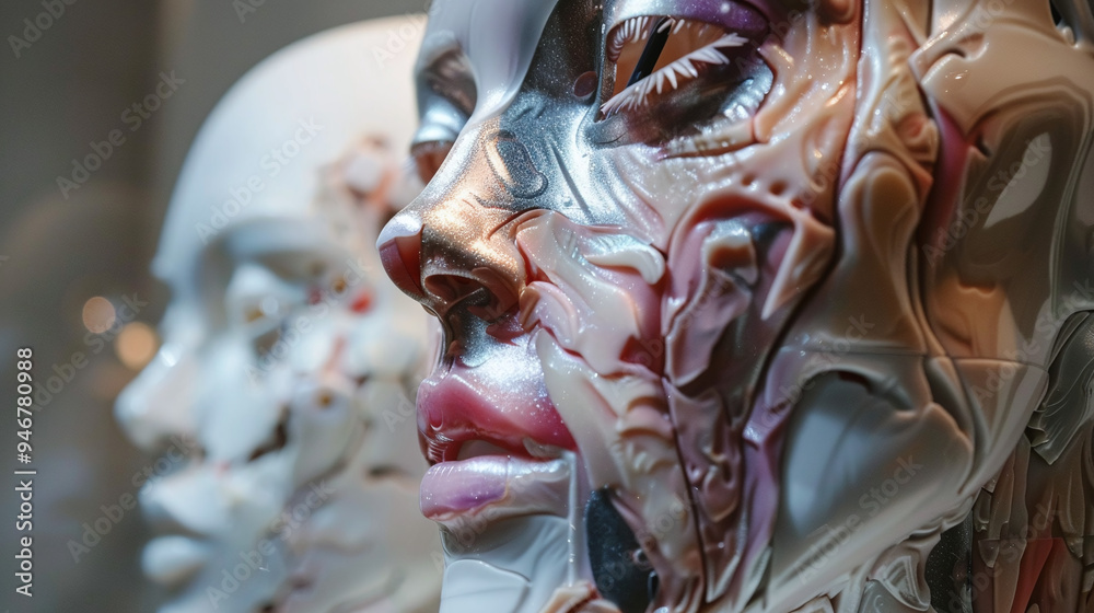 Surreal Android Faces with Textured Details Surreal Android Faces with Textured Details