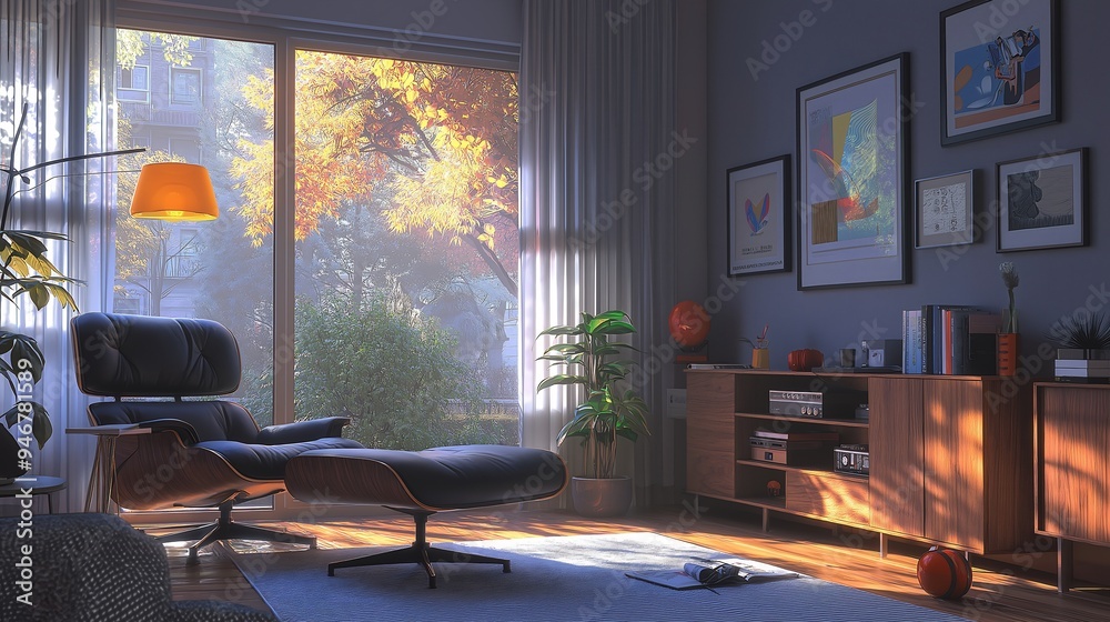 Fototapeta premium Mid-Century Modern Living Room