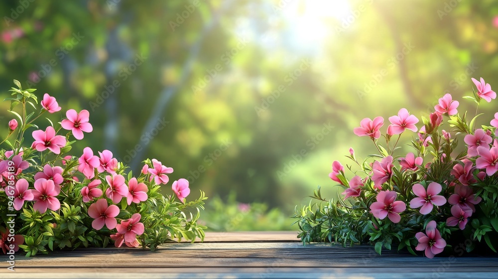 A serene garden scene featuring vibrant pink flowers and soft sunlight, perfect for showcasing nature's beauty and tranquility. A serene garden scene featuring vibrant pink flowers and soft sunlight, perfect for showcasing nature's beauty and tranquility.