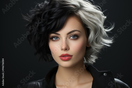 A person's short, onyx hair styled neatly as they give a compelling speech. Concept of confidence and communication. Generative Ai.