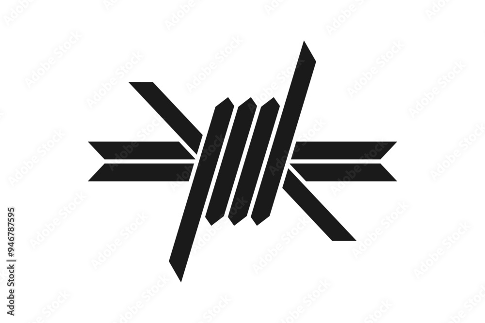 Fototapeta premium Barbed Wire Vector Sign
