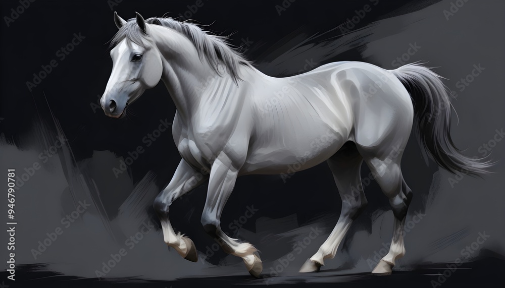 Fototapeta premium Colorful Horse Portrait Painting Beautiful Horses Animal Background Graphic Design