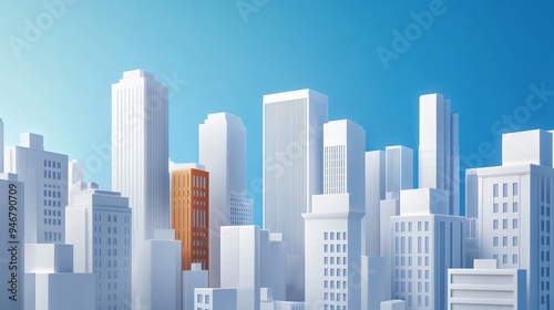 A modern city skyline showcasing diverse skyscrapers against a clear blue sky, symbolizing growth and urban development.