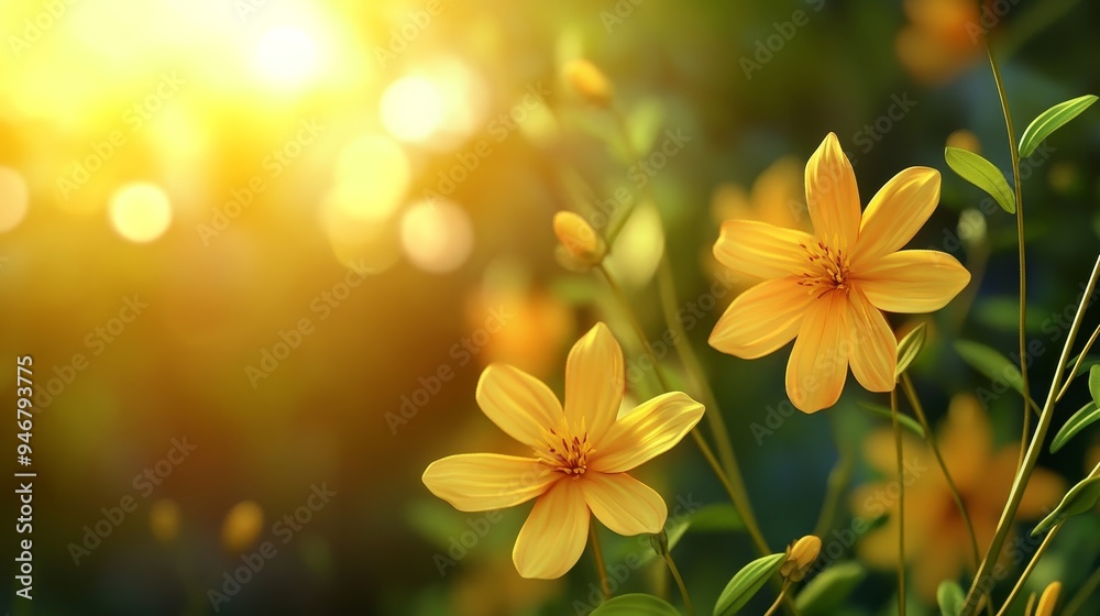 A serene scene featuring vibrant yellow flowers basking in the warm glow of sunlight, evoking feelings of peace and joy. A serene scene featuring vibrant yellow flowers basking in the warm glow of sunlight, evoking feelings of peace and joy.