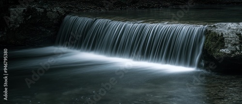 A Small Waterfall Cascading Over Rocks