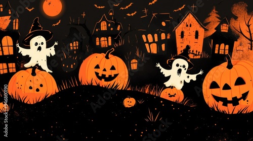 Free Halloween concept background wallpaper poster with copy space photo