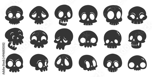 Halloween sculls silhouette illustration. Scull set