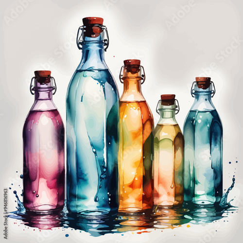 Bottle Ilustration Painting Background Very Cool