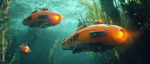 Submersible Vehicles Navigating Through Aquatic Vegetation