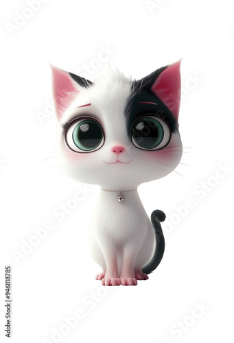 Adorable cute kitty cat illustration isolated on white background. Cartoon character.