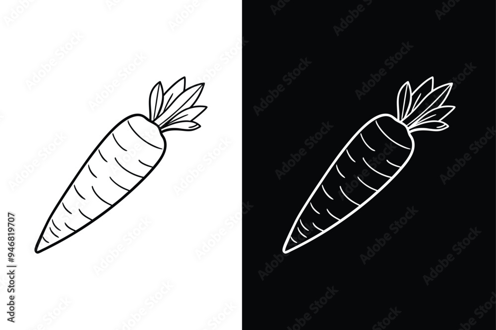 Vector line out carrot icon on black and white background. Vector line out carrot icon on black and white background.