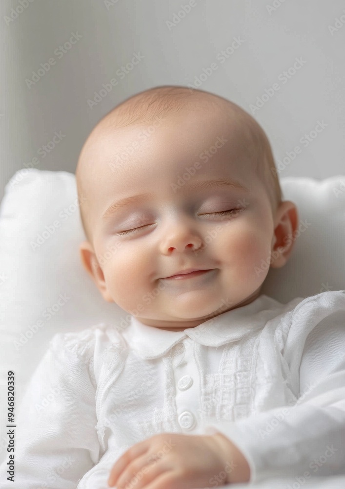 A passport-compliant photo of a days old infant