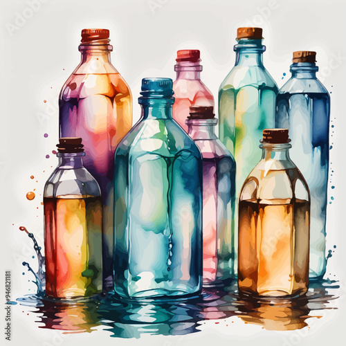 Bottle Ilustration Painting Background Very Cool