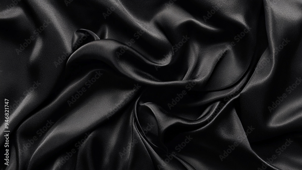 Smooth Black Silk: Rich Fabric Texture Smooth Black Silk: Rich Fabric Texture