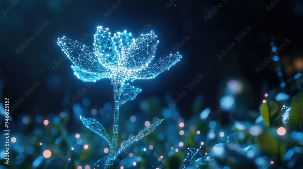 Digital Flower in a Night Garden Digital Flower in a Night Garden