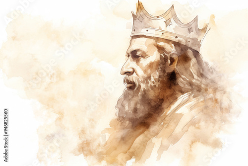 Historic King Portrait Watercolor Illustration photo