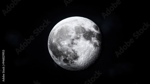 A high-definition image of a full moon set against a pure black background, showcasing the intricate surface details and the stark beauty of Earth's natural satellite.