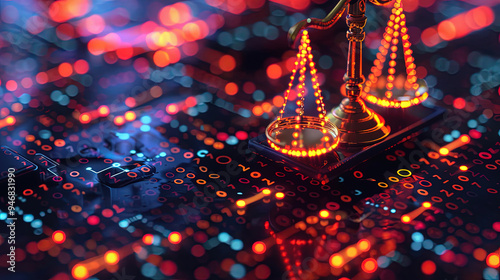 cyber security and law with technology background photo