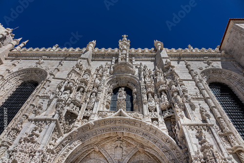 Jeronimos Monastery or Hieronymites Monastery (Mosteiro dos Jeronimos, 1601) - a monastery of Order of Saint Jerome in parish of Belem. UNESCO World Heritage Site. Lisbon, Portugal. 