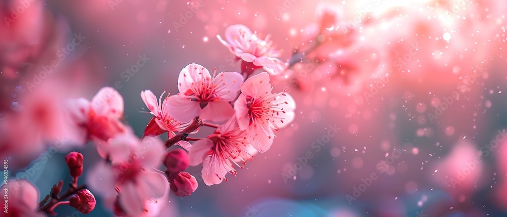 Freezing cold and cherry blossoms at night, a fantastic background Freezing cold and cherry blossoms at night, a fantastic background