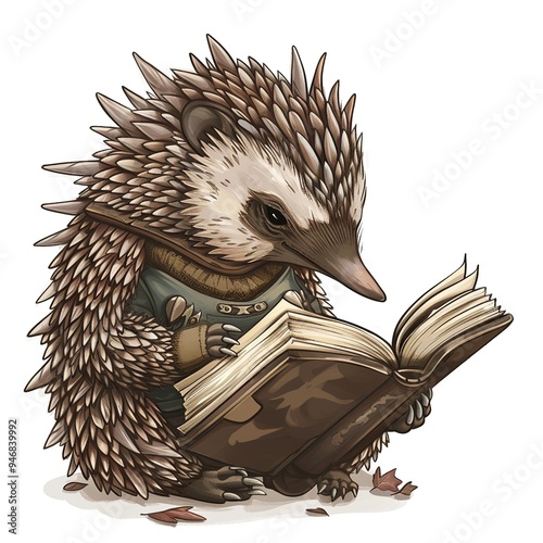 Echidna Innkeeper Occupation fantasy animal cartoon isolated whitebackground