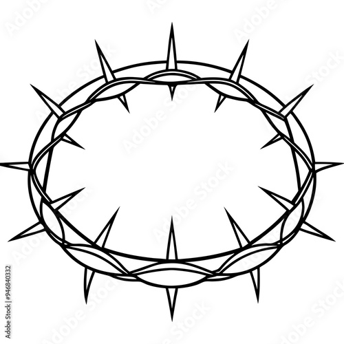 Jesus Christ Vector Line Art crown of thorns front view