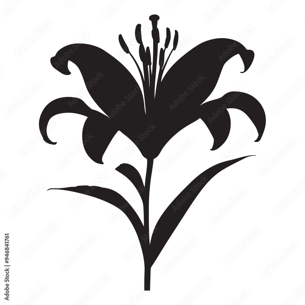 black Lilie flower silhoutte images with white background black Lilie flower silhoutte images with white background