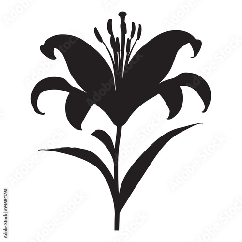 black Lilie flower silhoutte images with white background