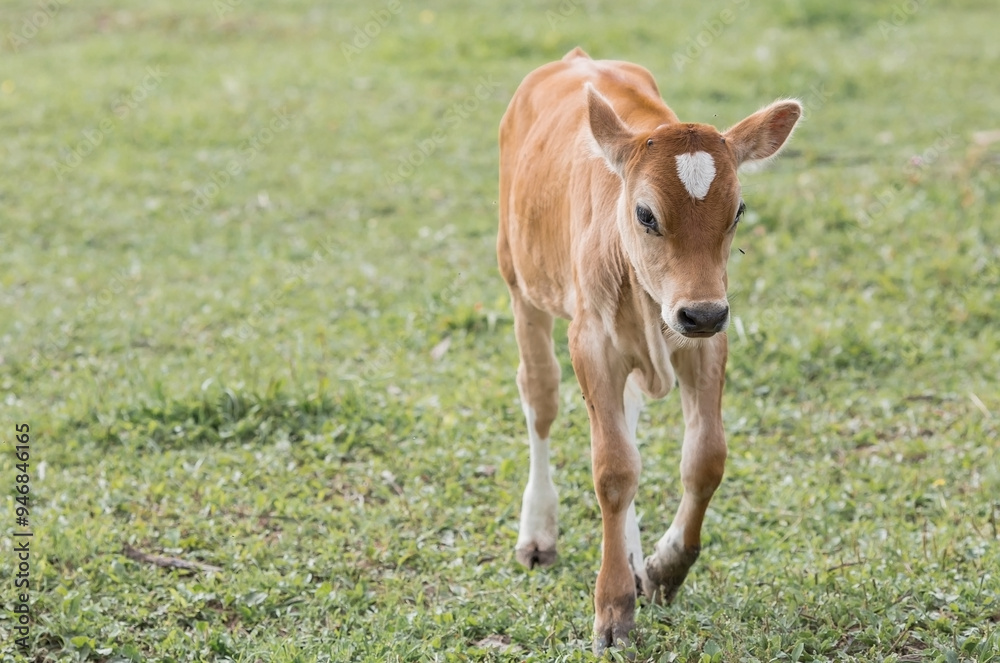 Livestock. Cows graze in a meadow. The concept of animal husbandry and rural life. Chipping of animals. A pet on an eco-farm. Agricultural industry. Livestock. Cows graze in a meadow. The concept of animal husbandry and rural life. Chipping of animals. A pet on an eco-farm. Agricultural industry.
