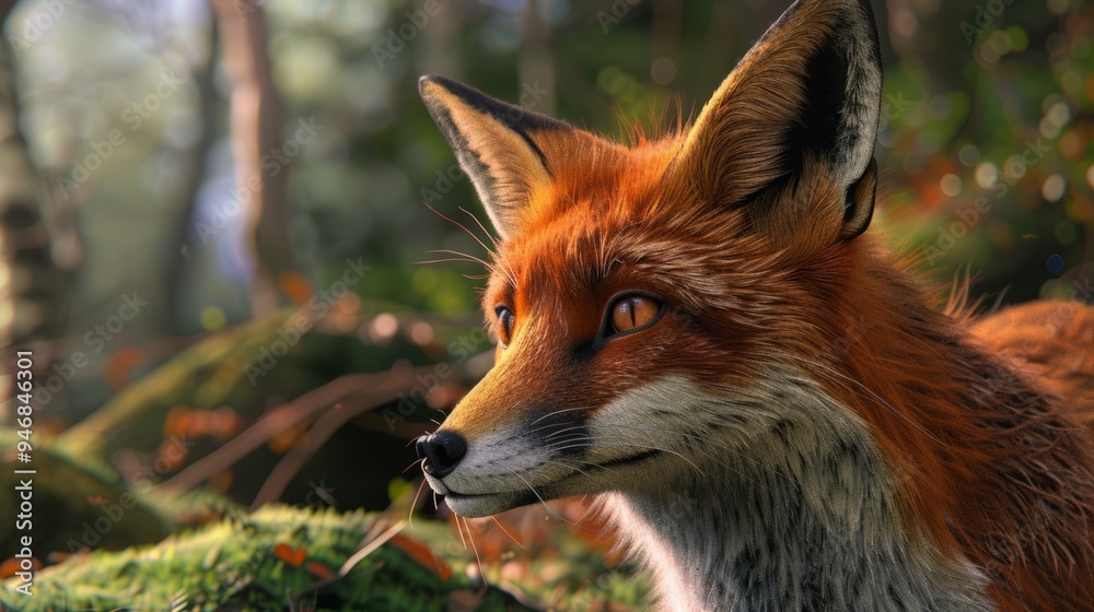 Fox closeup with natural landscape generative ai Fox closeup with natural landscape generative ai