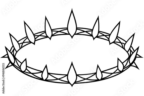 Jesus Christ Vector Line Art crown of thorns front view