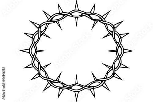 Jesus Christ Vector Line Art crown of thorns front view