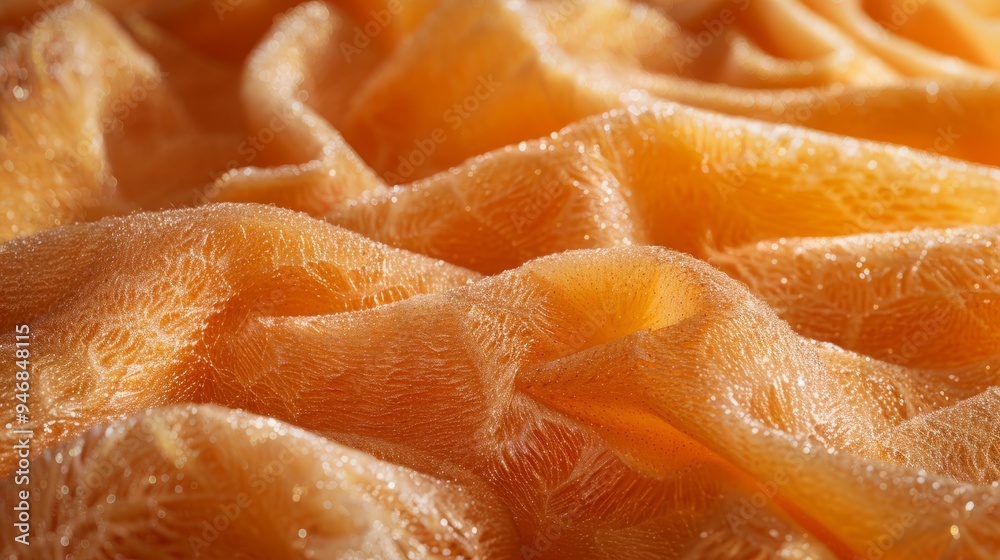 An image of a delicate, fuzzy peach skin in warm, sunlit orange hues