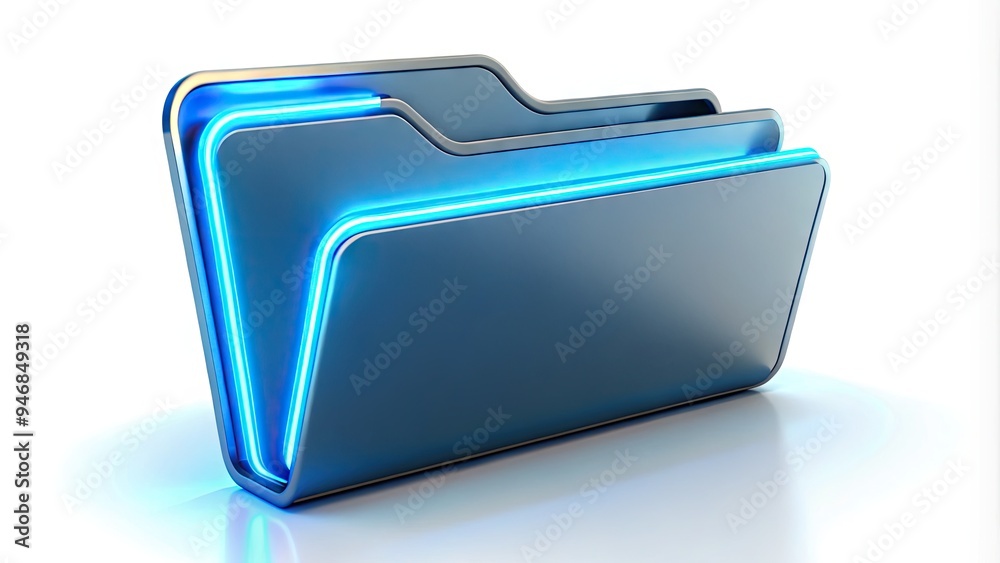 A modern, sleek digital folder with a glowing blue outline and swipe gestures, isolated on a clean white background, symbolizing organization and technology. A modern, sleek digital folder with a glowing blue outline and swipe gestures, isolated on a clean white background, symbolizing organization and technology.