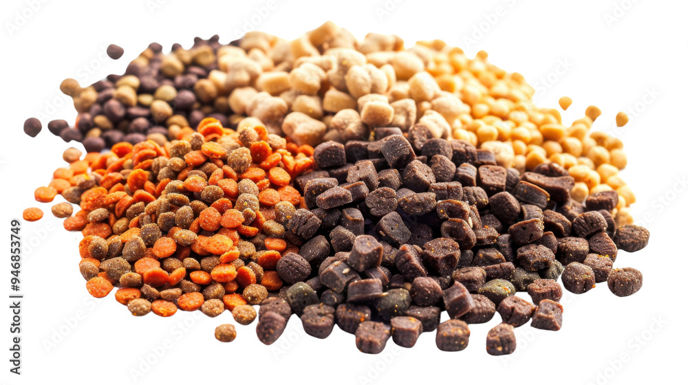 Dried kibble pet food isolated on transparent background Dried kibble pet food isolated on transparent background