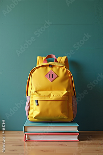 "Set of essential back-to-school items, including school supplies, backpacks, and accessories, displayed in an organized and colorful arrangement, perfect for educational and promotional projects.