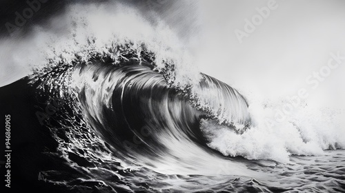 Big Wave Sea Drawing
 photo