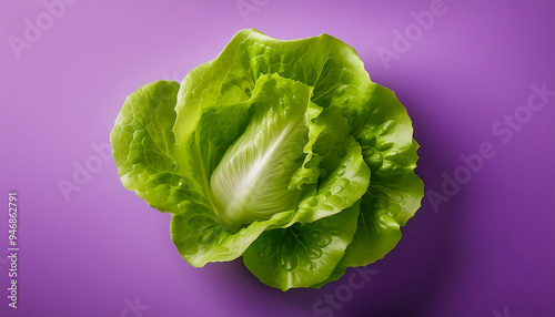 Lettuce on a lilac-coloured background photo