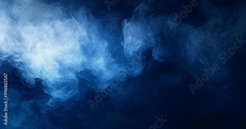 Abstract Dark Blue Water Texture Background with Fog and Smoke in Watercolor Style, Top-Down View, Ideal for High-Resolution Web Banner or Poster Design