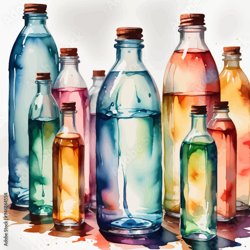 Bottle Ilustration Painting Background Very Cool